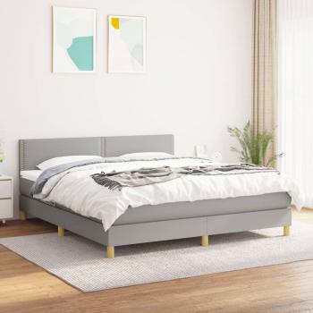 Cama box spring con colchón de tela gris claro 180x200 cm