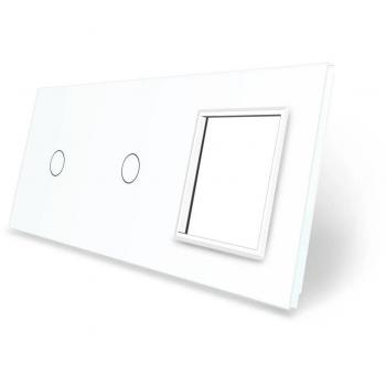 Panel de control LEDBOX Frontal 3x cristal blanco, 1 hueco + 2 botones