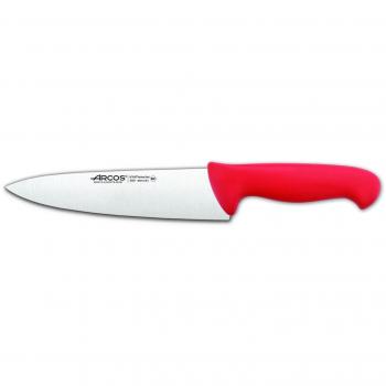 Arcos Serie 2900, Cuchillo Cocinero, Hoja de Acero Inoxidable Nitrum de 200 mm, Mango inyectado en Polipropileno Color Rojo