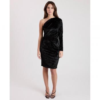 Calvin Klein - Vestido de terciopelo con cuello asimétrico