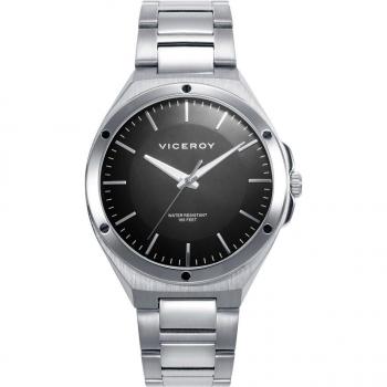 Reloj Viceroy Dress 41141-57 para hombre - Caja y brazalete de acero, esfera negra, resistencia al agua 5 ATM