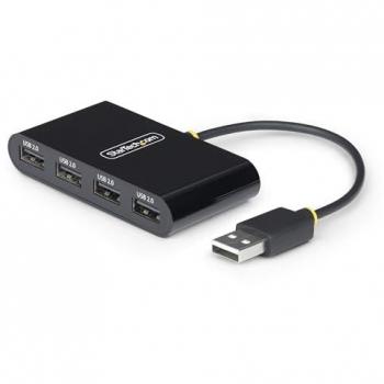 StarTech 4-Port Portable USB 2.0 Hub and Docking Station, Black