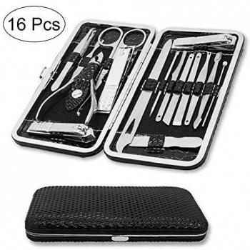 Manicura Pedicura Set,Miriqi 16 PCS Set de Manicura,Set Cortaúñas Conjunto Kit de Pedicura,Tijeras de uñas Profesionales Manicura Kit Incluye Herramientas Remover Cutícula
