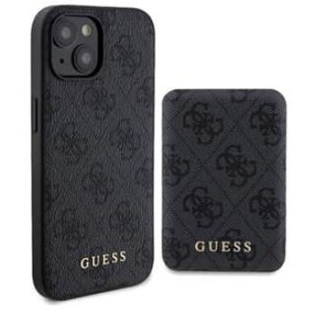 Guess Set Funda Rígida + Powerbank 5000mAh MagSafe para iPhone 15 6.1 Negro/Black
