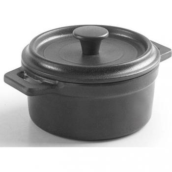 Mini Cacerola de Melamina con Tapa, Ø10 cm, 210 ml, Apta para Lavavajillas, Libre de BPA, Gris