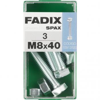 FADIX - Tornillo Cabeza Hexagonal + Tuerca M8 x 40 mm - Caja 3 Uds