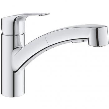 Mezclador Monomando de Fregadero Eurosmart con Ducha Extraíble - Gris, Cromado