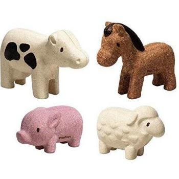 PLAN TOYS FIGURINAS: 4 ANIMAUX DE LA Ferme