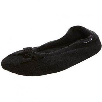 Total Immersion Swimming Isotoner Terry Ballerina Slippers - Zapatillas de estar por casa para mujer, color Black, talla 40