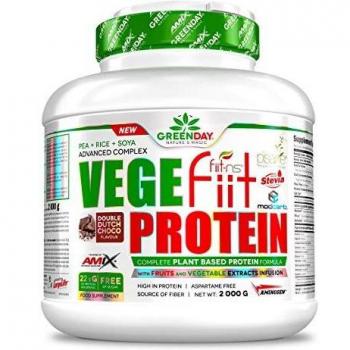 AMIX - Proteína en Polvo - Vegefiit Protein en Formato de 2 kilos - Gran Aporte de Nutrientes - Ayuda a Aumentar la Masa Muscular - Sabor a Doble Chocolate