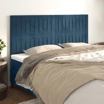 Cabeceros de terciopelo azul oscuro 100x5x78/88 cm (4 unidades)