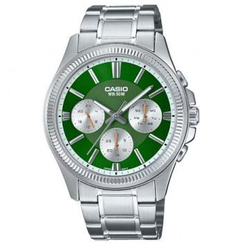 Casio ENTICER GENT Men's Analog Stainless Steel Quartz Watch with Green Dial