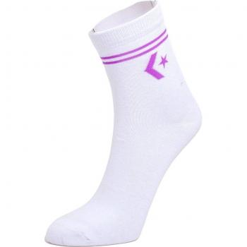 Pack de 2 pares de calcetines Converse Star Chevron Double Stripe y Classic Color Logo blanco rosa (talla 35-38)