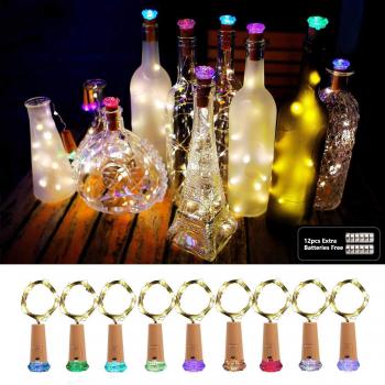 Luz de Botella, AOLUXLM 9x20 LED Lámpara de Botella, Alambre de Cobre de Plata con 12 Accionado Batería, DIY Decoración Guirnalda Cadena de Luz para Boda Navidad Fiesta Hogar Barbacoa Vacaciones