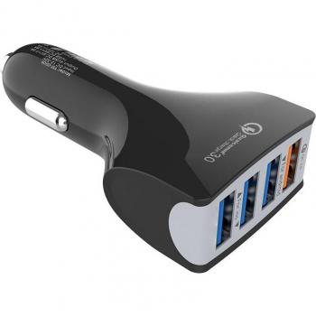 Cargador Rápido QC 3.0 de 12V para Coche con Enchufe USB Universal y Divisor para Móvil