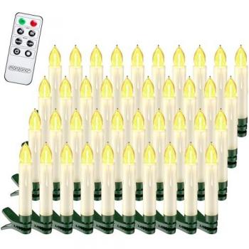 Juego de 40 Velas LED para Árbol de Navidad con Control Remoto - Blanco Cálido