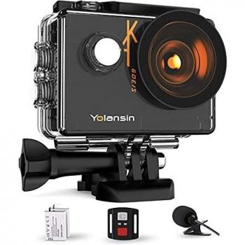 Yolansin 4K 60FPS Cámara Deportiva WiFi 40m Cámara Subacuática Cámara de Acción Gran Angular Impermeable de 170 ° con Control Remoto de 2.4 G, 2 Baterías de 1350 mAh