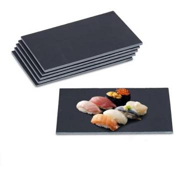 Set de 6 bandejas rectangulares de pizarra, 26 x 16 cm, para servir sushi, quesos y postres, color negro - Relaxdays