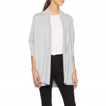 Vero Moda Vmkaris LS Open Cardigan Boo, Chaqueta Punto para Mujer, Gris Light Grey Melange, 38