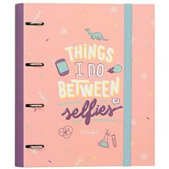 Mr. Wonderful Ring Binder-Things I do Between Selfies, Multicolor, Talla única
