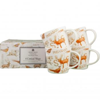 Diseño de corona Trent cónico tazas de porcelana fina, 4 unidades, Multi-color