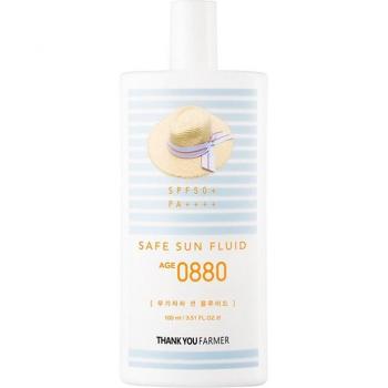 THANK YOU FARMER - Safe Sun Fluid Age 0880 - Protector solar facial SPF 50+ - 100ml - Protección UV, textura ligera, hidratante, suitable para todo tipo de piel