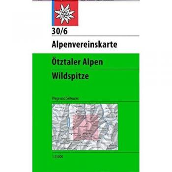 Mapa excursionista y topográfico 30/6W Otztaler Alpen - Wildspitze, Rutas de senderismo y esquí 1:25.000 - Mapiberia f&b