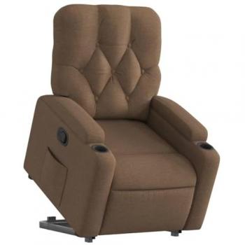 Sillón Reclinable Elevable de Tela Marrón