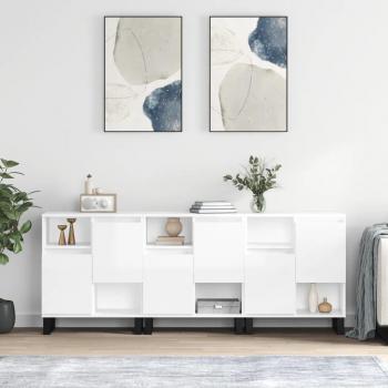 Aparador Sidoards 3 PCs blanco pulido madera multicapa Vidaxl