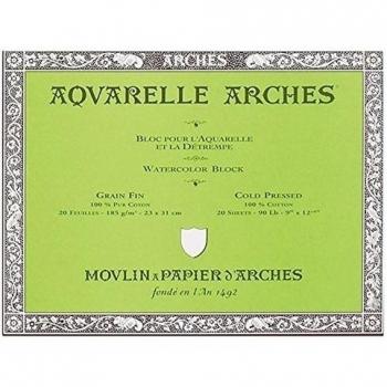 Canson Arches - Bloc encolado por los 4 lados, 23 x 31 cm, color blanco natural