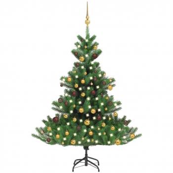 Árbol de Navidad Artificial con Iluminación LED y Bolas Decorativas Nordmann Fir Verde 120 cm