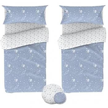 Pack 2 Fundas Nórdicas con Cojines de Algodón Azul para Camas 90x190cm