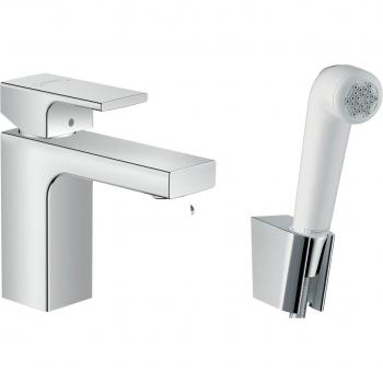 Grifo monomando Vernis Shape para lavabo 110 con teleducha de bidé Hansgrohe, Cromo