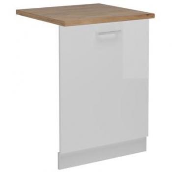 Tapa de Lavavajillas R-Line, Blanco Alto Brillo, 60 cm, Efecto Roble