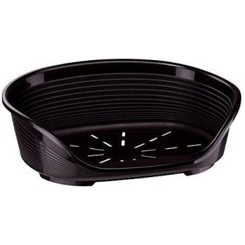 Feplast 70210917 Cama de Plástico para Perros y Gatos Siesta Deluxe 10, Cesta para Animales, Fondo Perforado, Antideslizante, Cómodo Apoyo para El Mentón, 93.5 x 68 x 28.5 Cm Negro