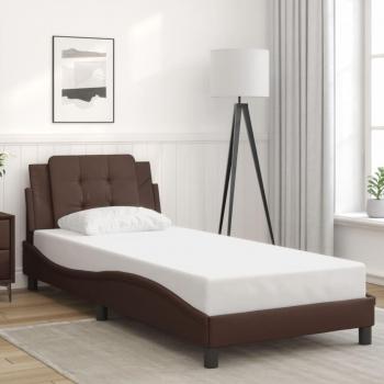 Cabecero de cama de cuero sintético marrón 90x190 cm
