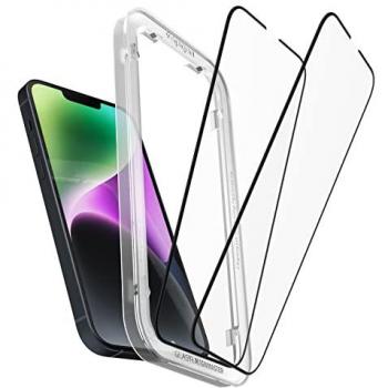 Protector de Pantalla de Vidrio Templado Spigen Glas.tR AlignMaster FC 2-Pack para iPhone 13/13 Pro/14 - Negro