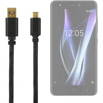 DURAGADGET Cable de USB-C a USB 3.1 compatibe con Smartphone BQ Aquaris X | X Pro | bañado en Oro. 75cm