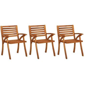 Garden Dining Chairs with Cushions Set of 3 Solid Acacia Wood