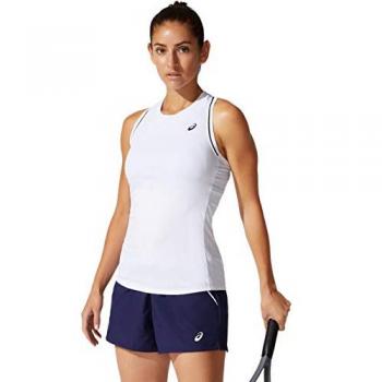 Camiseta de Tirantes ASICS Piping para Mujer - Blanco y Negro, Talla XL