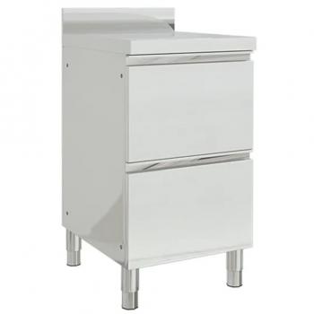 Armario de cocina comercial con 2 cajones de acero inoxidable