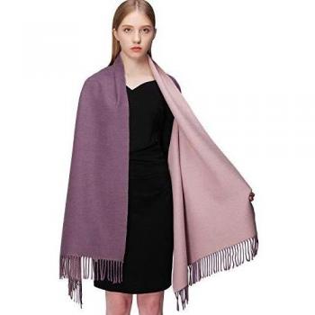 RIIQIICHY Cachemira Invierno Reversible Bufanda Pashmina Chal Mantón para Mujeres Más Grueso Cálida Grande Larga Morado y rosa