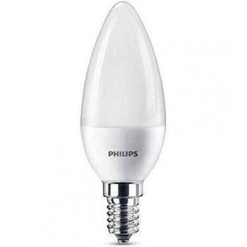 Philips bombilla LED vela mate casquillo fino E14, 7 W equivalentes a 60 W en incandescencia, 806 lúmenes, luz blanca cálida
