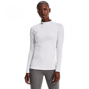 Under Armour Women's ColdGear Authentics Mock Neck Long Sleeve T-shirt, Size: Medium, Color: White