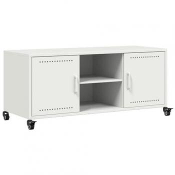 Mueble de TV Acero Blanco 100,5x39x43,5 cm Soporte de TV Armario Auxiliar Armario para Equipos de Música Armario de TV
