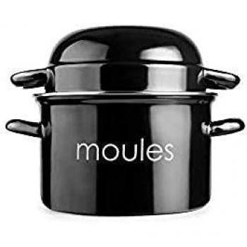 Olla para mejillones negra de Ibili, 22 cm, Acero esmaltado, Apta para inducción