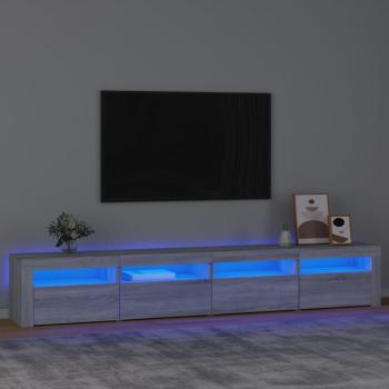 Mueble para TV con luces LED gris Sonoma 240x35x40 cm
