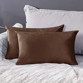 Deconovo Fundas para Cojines de Almohada del Sofá Cubierta Suave Decorativa Protector para Hogar 2 Piezas 30 x 50 cm Chocolate