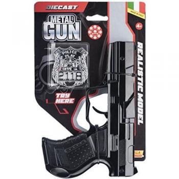 Pistola de Juguete Policía Negra 8 Tiros - Prueba en Blister
