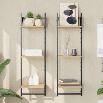 Regla de pared con subasta 3 niveles 2 piezas Sonoma Roble 30x25x100cm